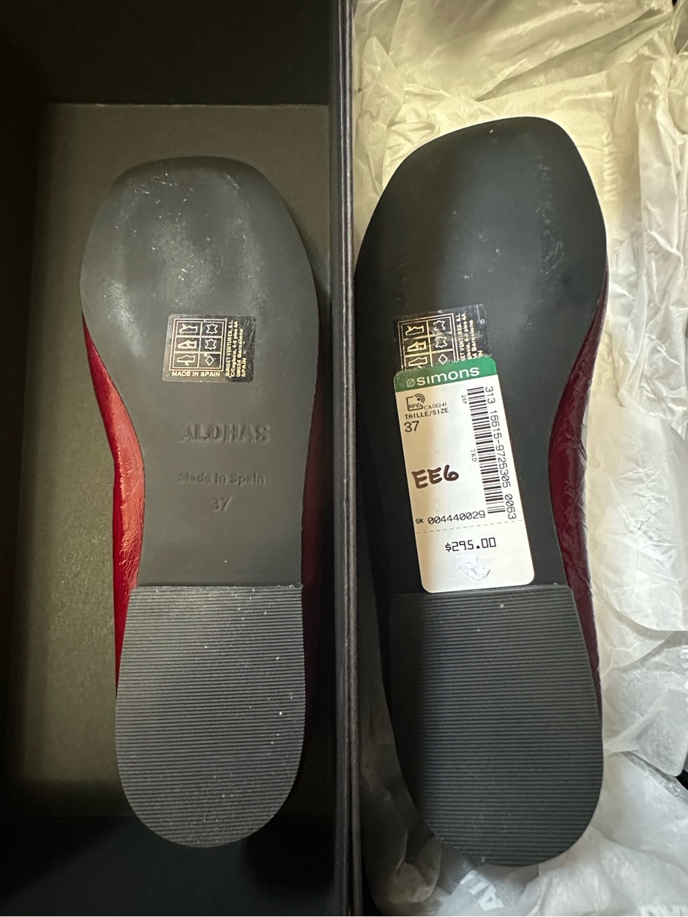 BNIB - ALOHAS ROSALIND BURGUNDY PATENT LEATHER FLATS - Size EU 37 - Picture 8 of 8